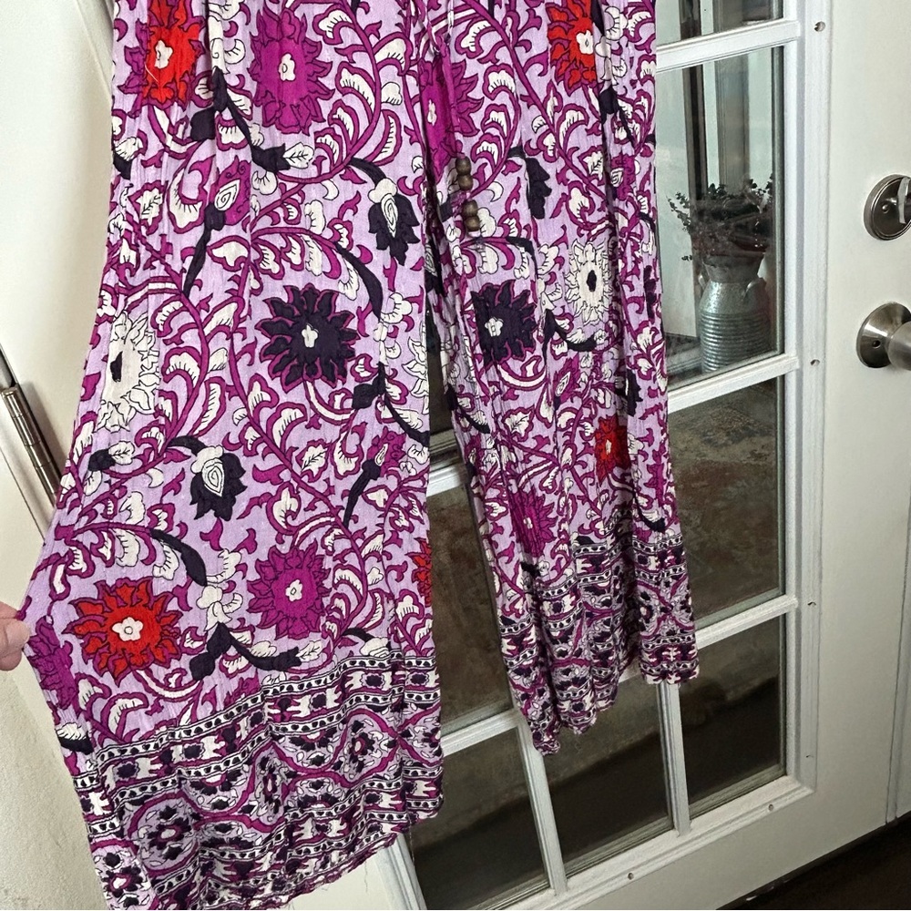 Cynthia Rowley Floral Purple Wide‎ Leg Pants Size Small - Picture 2 of 14